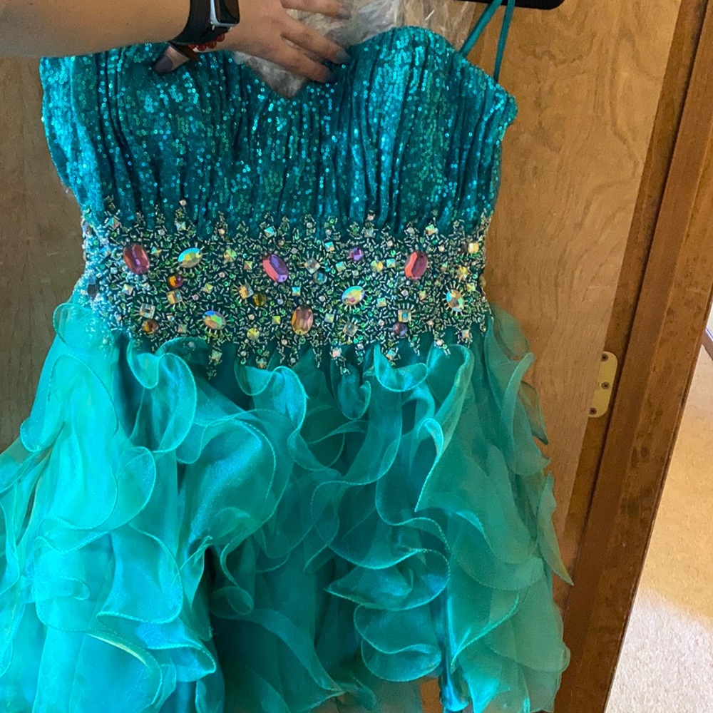 Blue/green cocktail dress Worn once/orig. paid$200